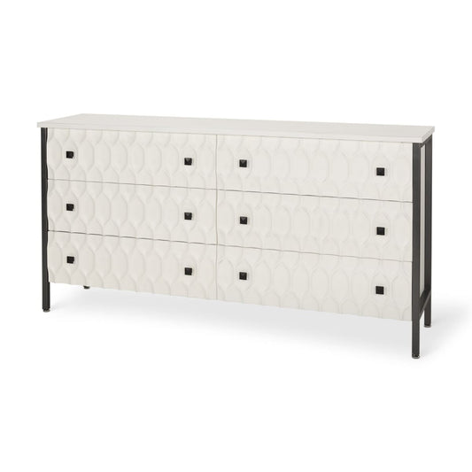 Savannah Gray Sideboard White | Gray Metal | 6 Drawer - sideboards-and-buffets