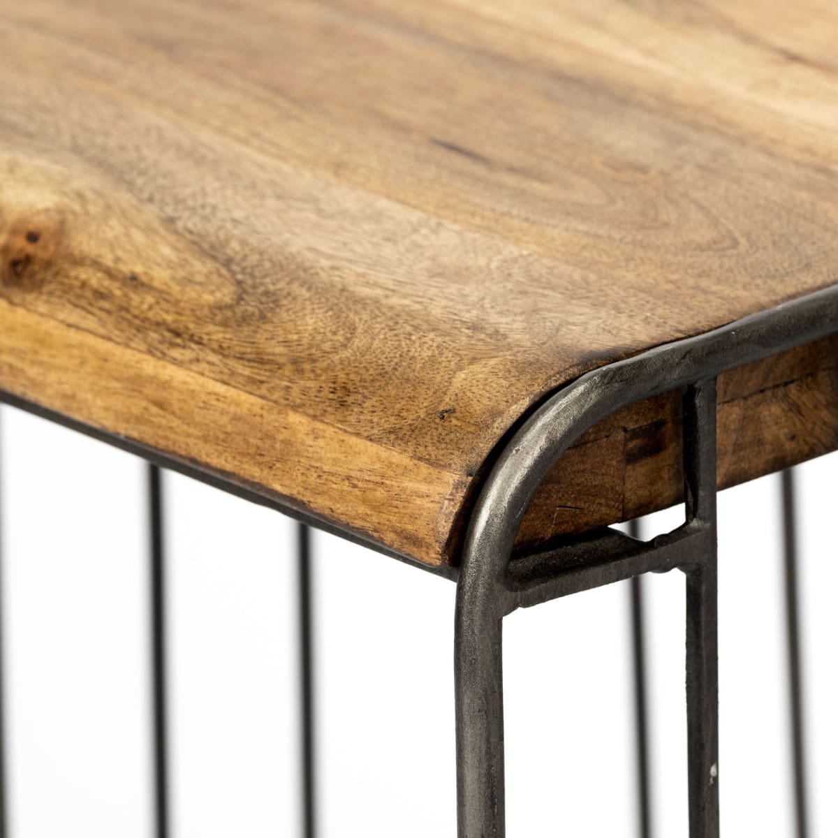 Seagram Wood Seat Bar Counter Stool Brown Wood | Black Metal | Counter - bar-stools