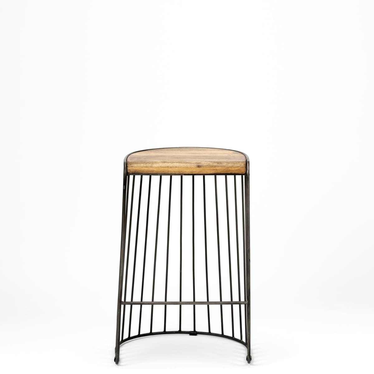Seagram Wood Seat Bar Counter Stool Brown Wood | Black Metal | Counter - bar-stools