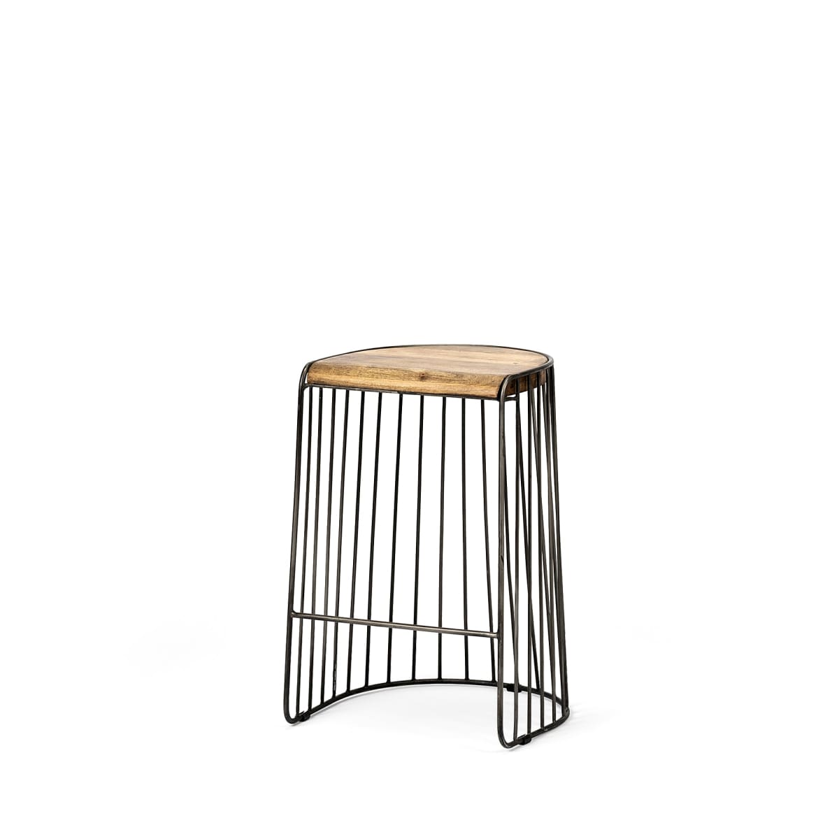 Seagram Wood Seat Bar Counter Stool Brown Wood | Black Metal | Counter - bar-stools