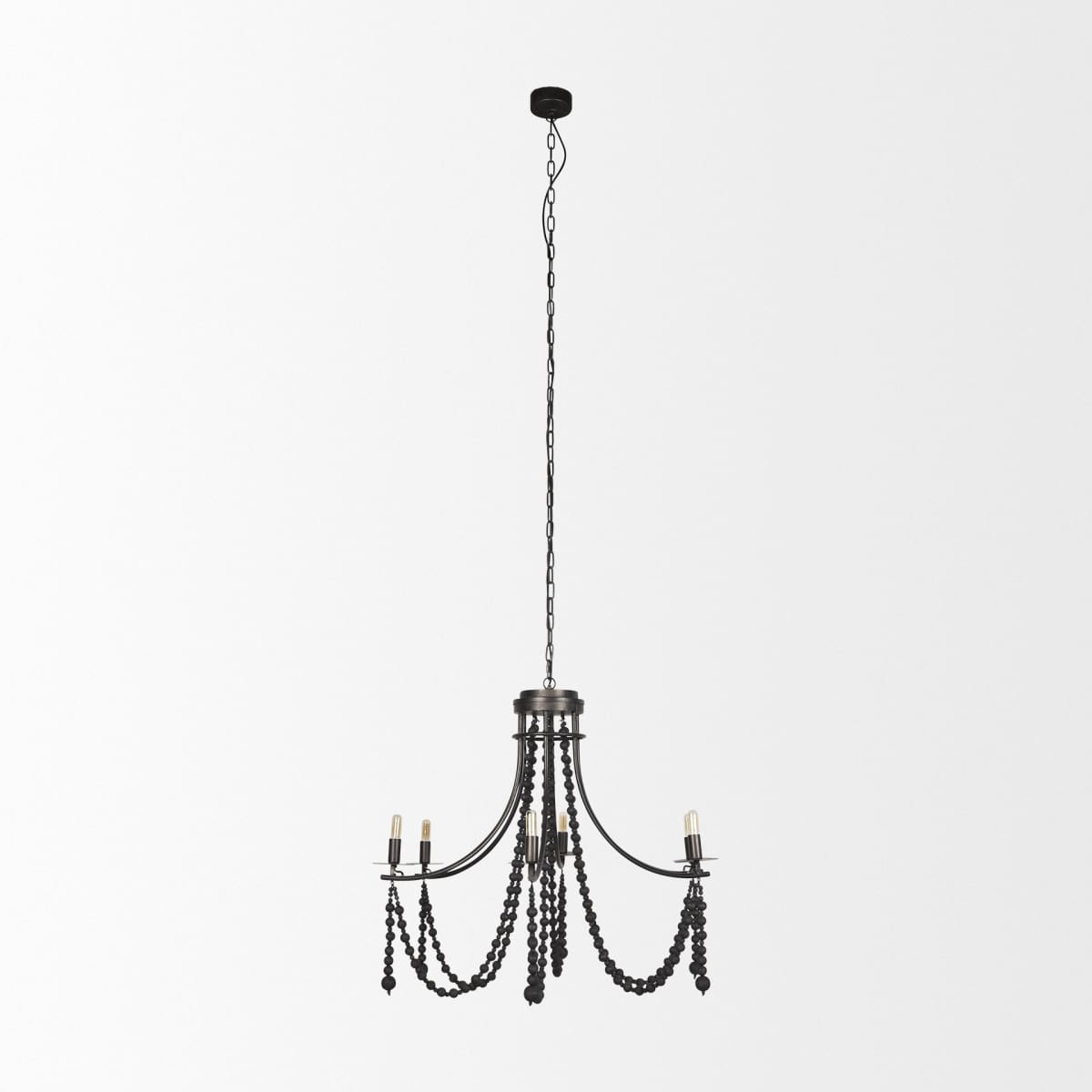 Selma Chandelier Black Wood | Black Metal - chandeliers