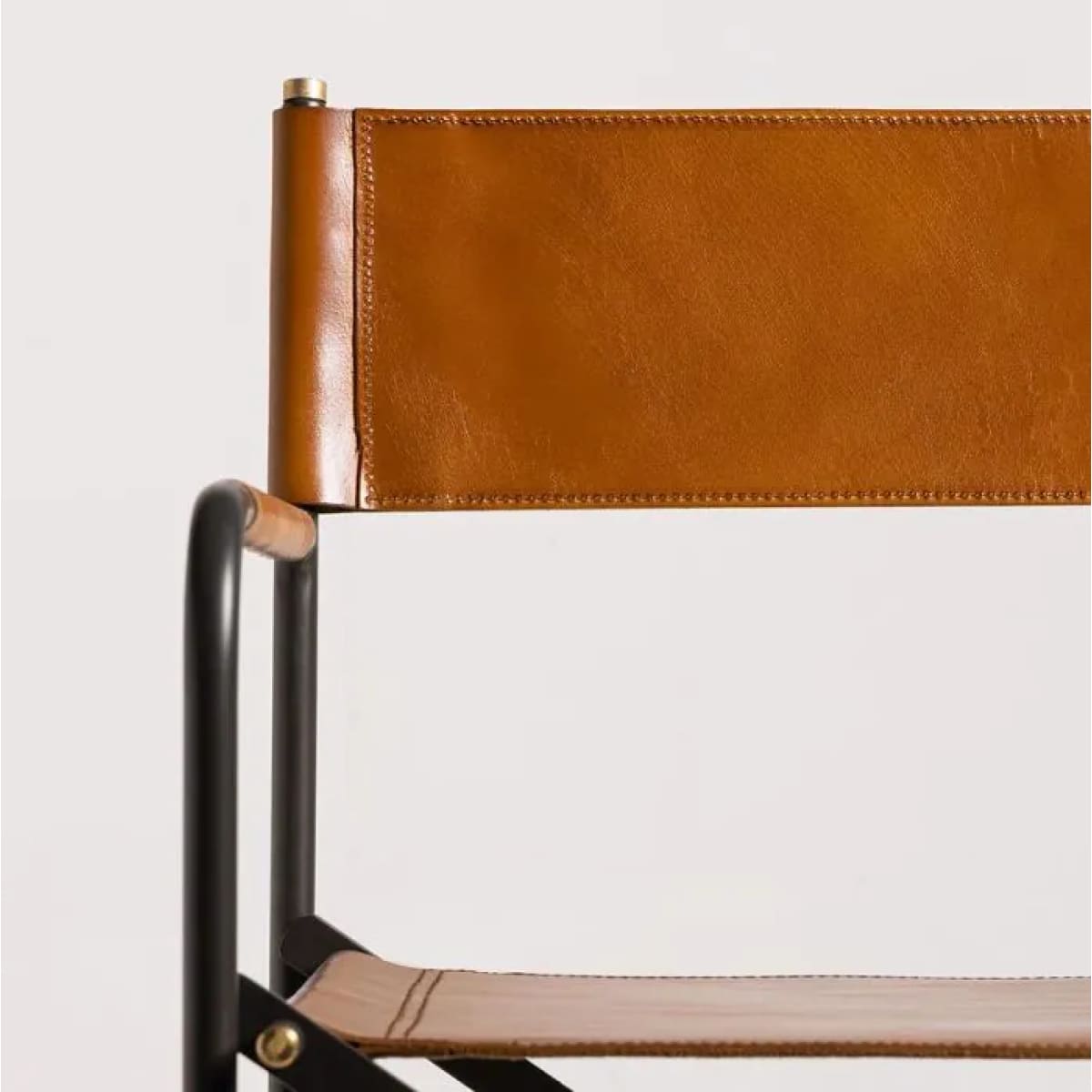 Sicily Dining Chair | Black Metal & Tan Leather - dining-chairs