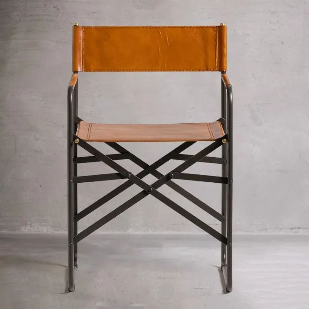 Sicily Dining Chair | Black Metal & Tan Leather - dining-chairs