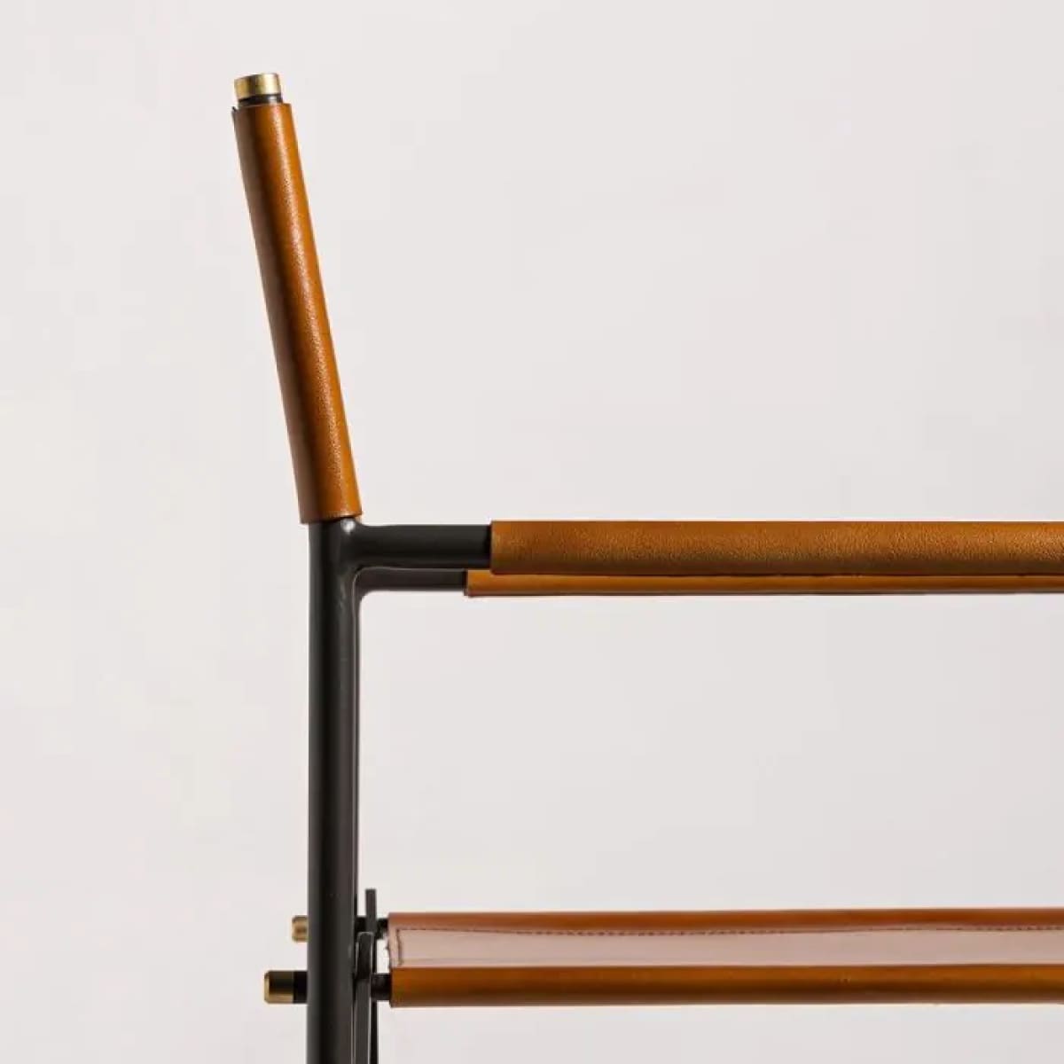 Sicily Dining Chair | Black Metal & Tan Leather - dining-chairs