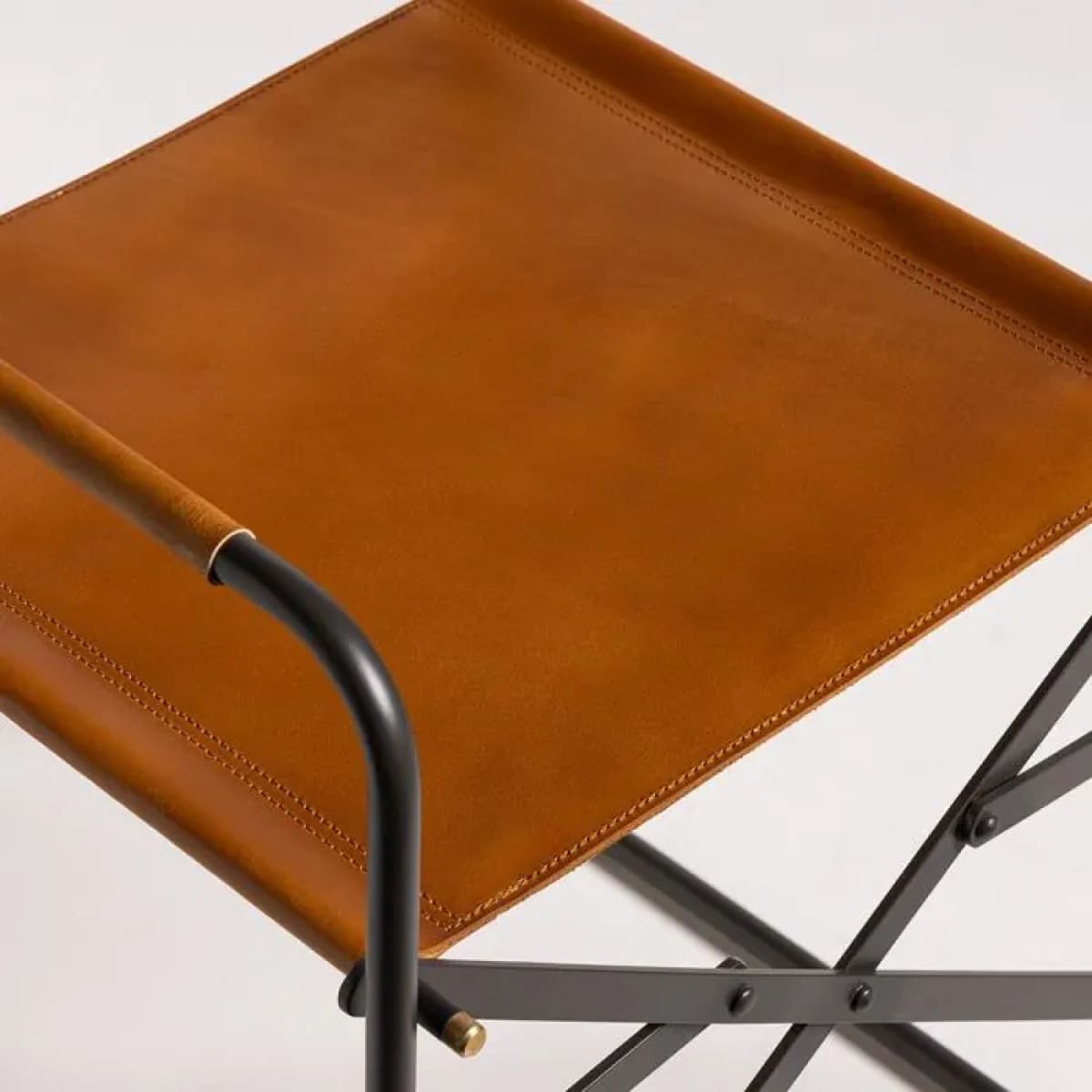 Sicily Dining Chair | Black Metal & Tan Leather - dining-chairs