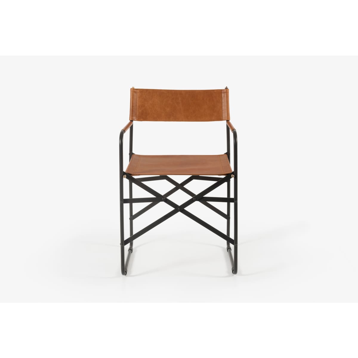 Sicily Dining Chair | Black Metal & Tan Leather - dining-chairs