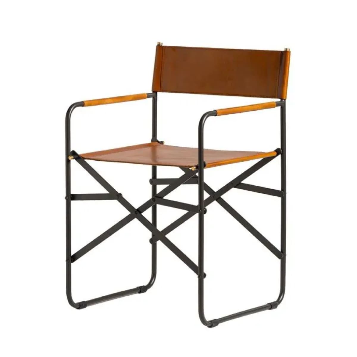 Sicily Dining Chair | Black Metal & Tan Leather - dining-chairs