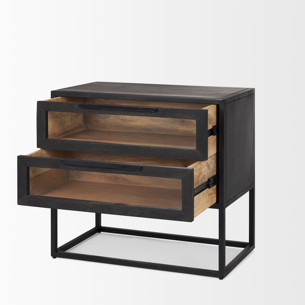 Sloan End Side Table Black & Brown Wood | Black Metal - end-and-side-tables