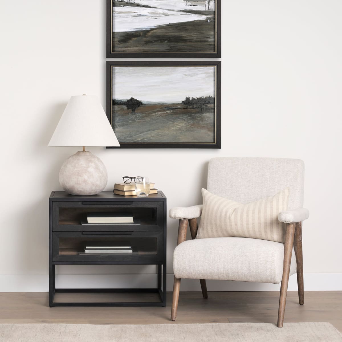 Sloan End Side Table Black & Brown Wood | Black Metal - end-and-side-tables