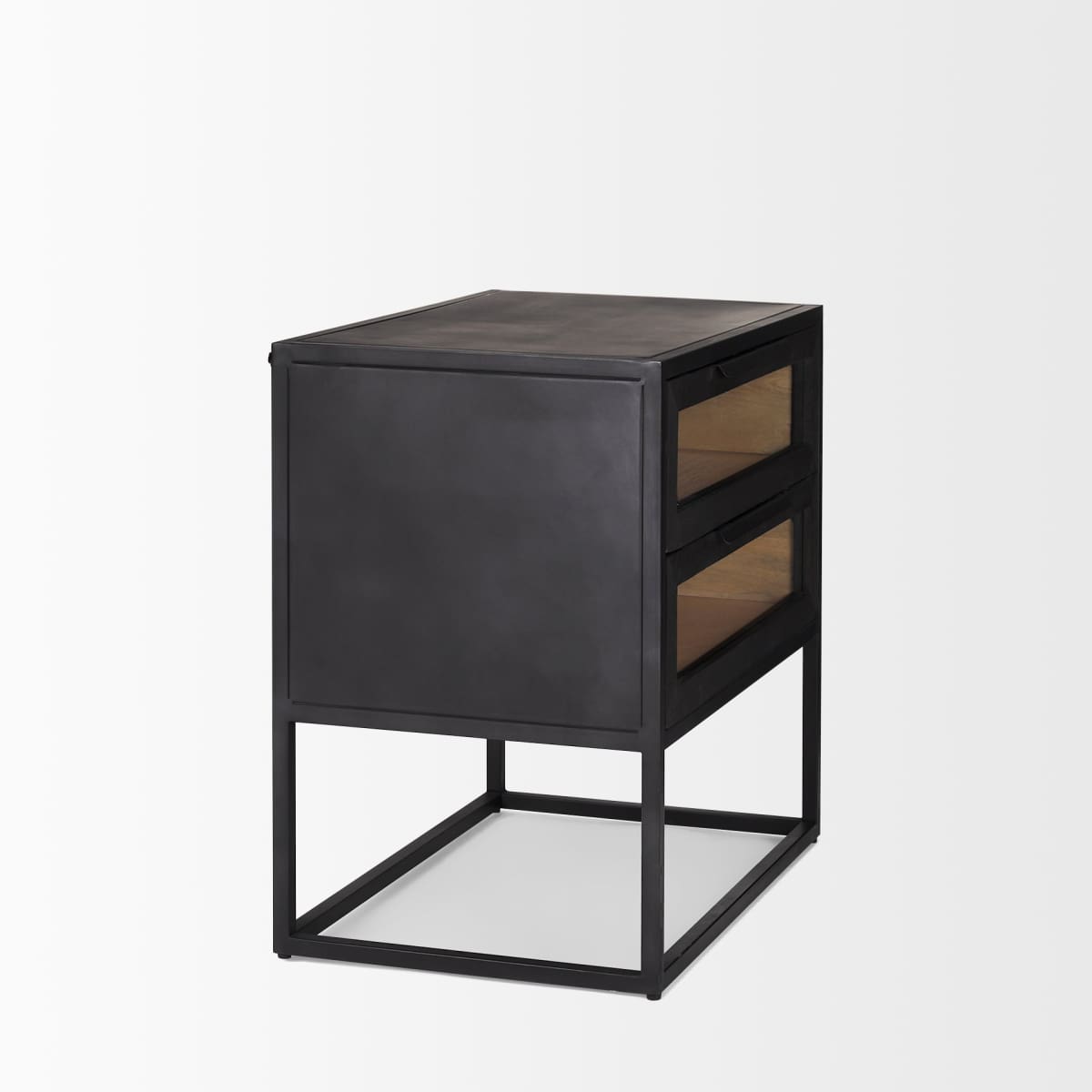 Sloan End Side Table Black & Brown Wood | Black Metal - end-and-side-tables