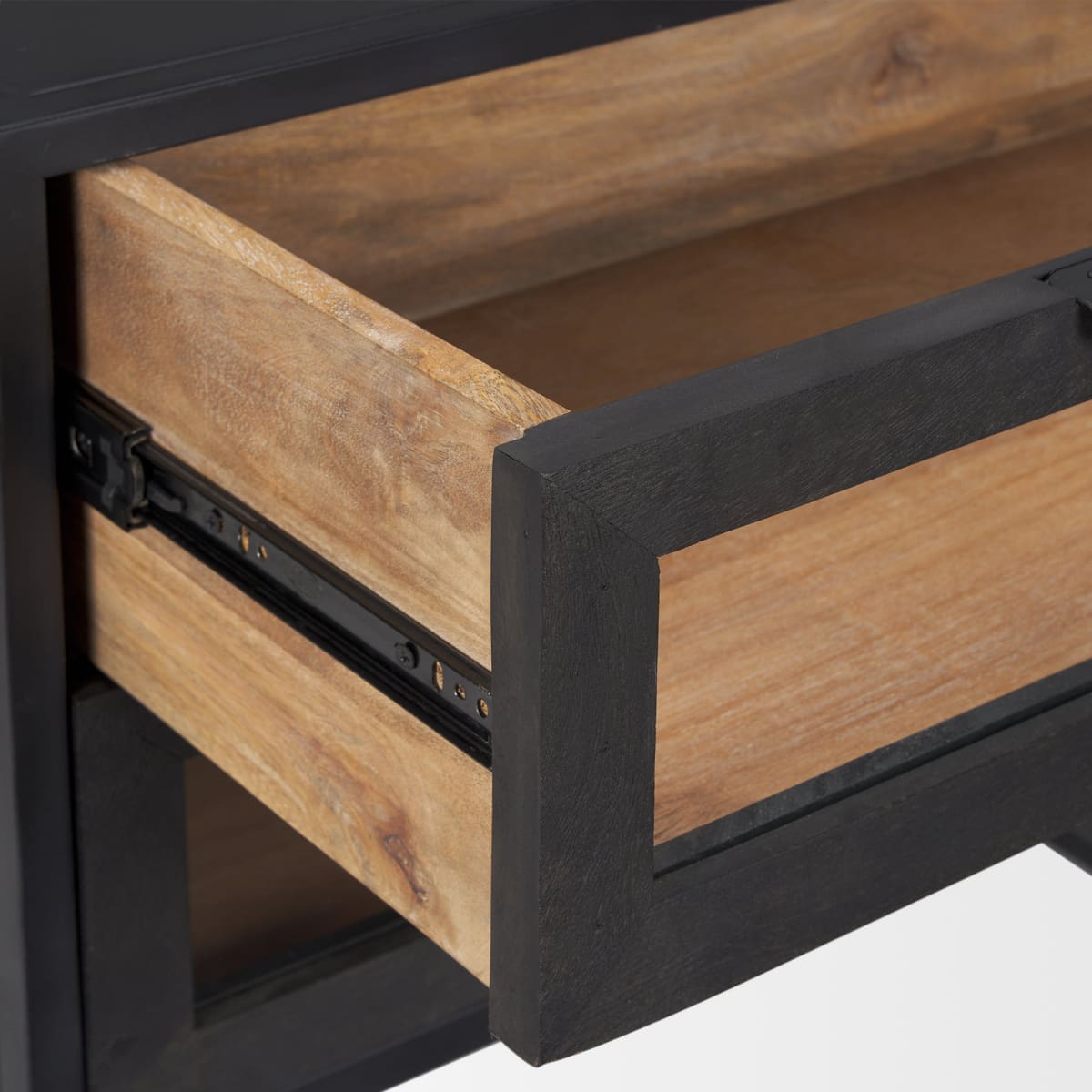Sloan End Side Table Black & Brown Wood | Black Metal - end-and-side-tables