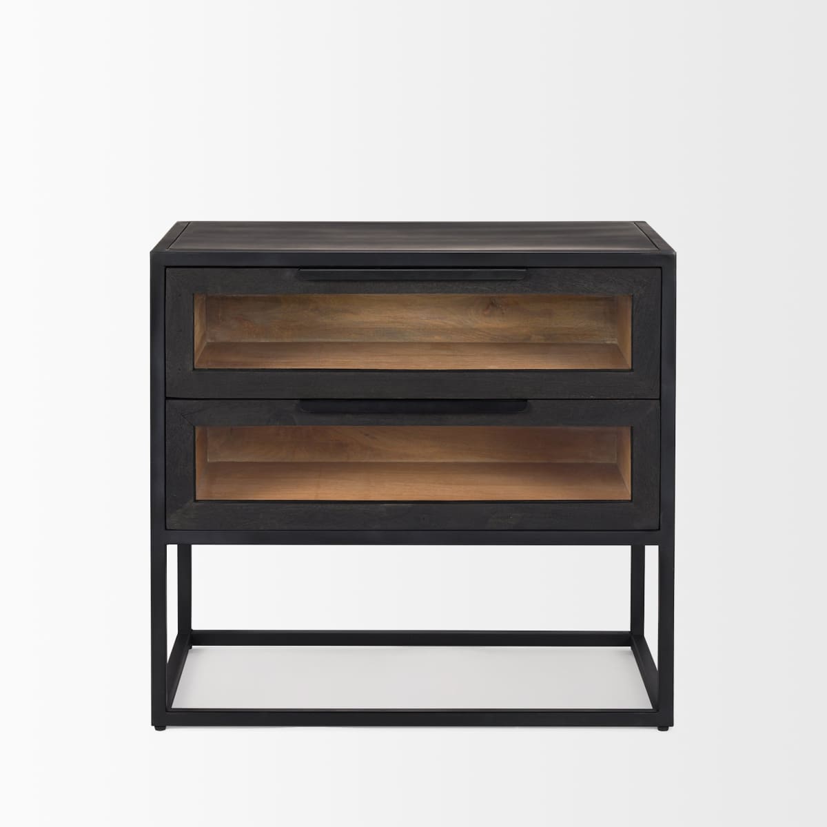 Sloan End Side Table Black & Brown Wood | Black Metal - end-and-side-tables