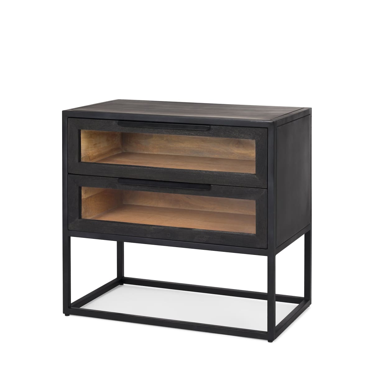 Sloan End Side Table Black & Brown Wood | Black Metal - end-and-side-tables