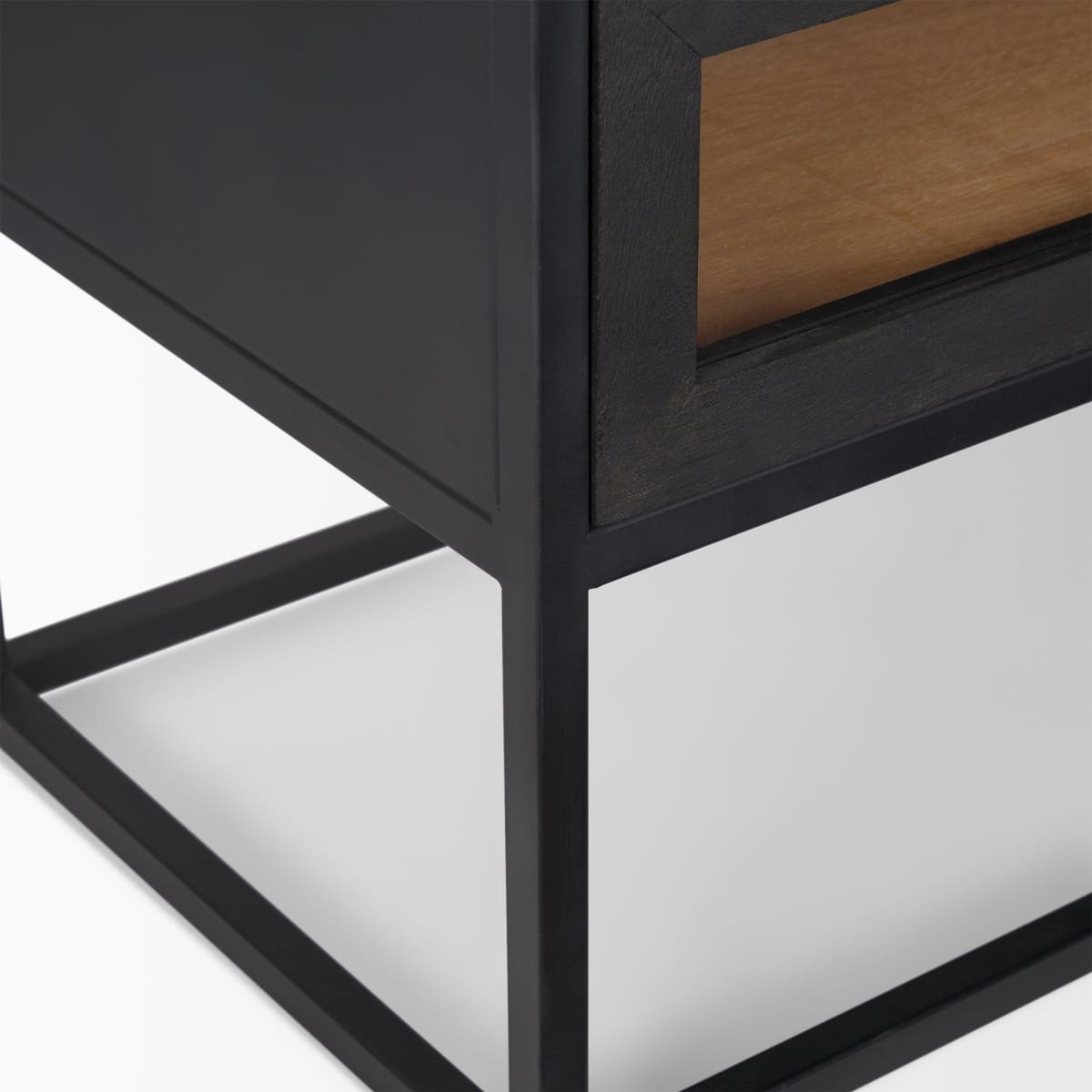 Sloan End Side Table Black & Brown Wood | Black Metal - end-and-side-tables