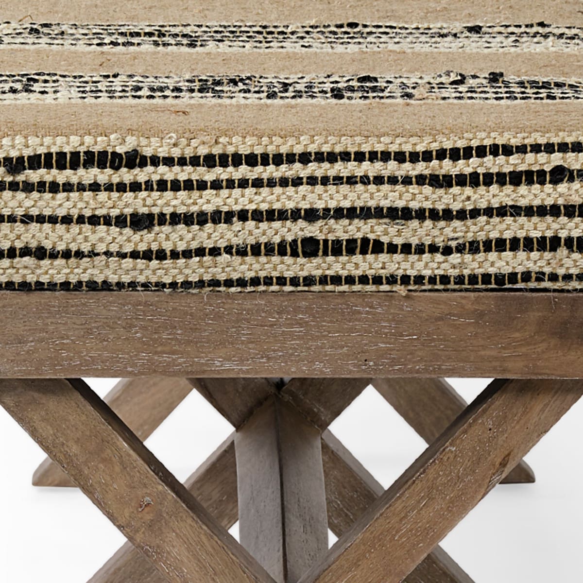 Solis Bench Beige/Black Fabric | Brown Wood - benches