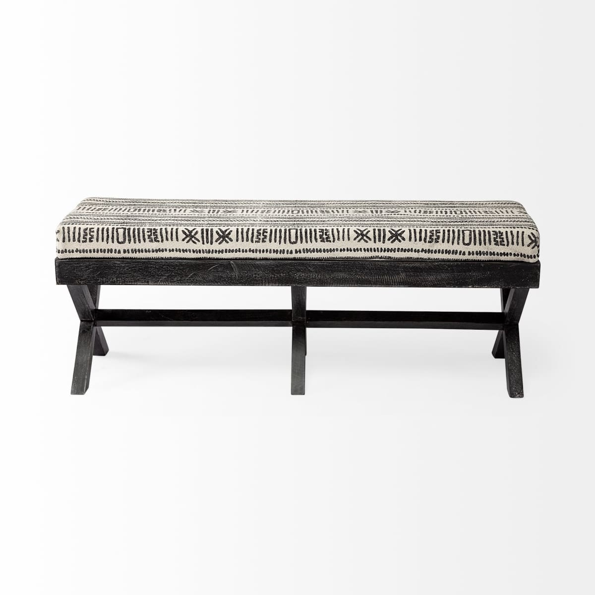 Solis Bench Black/Cream Fabric | Black Wood - benches