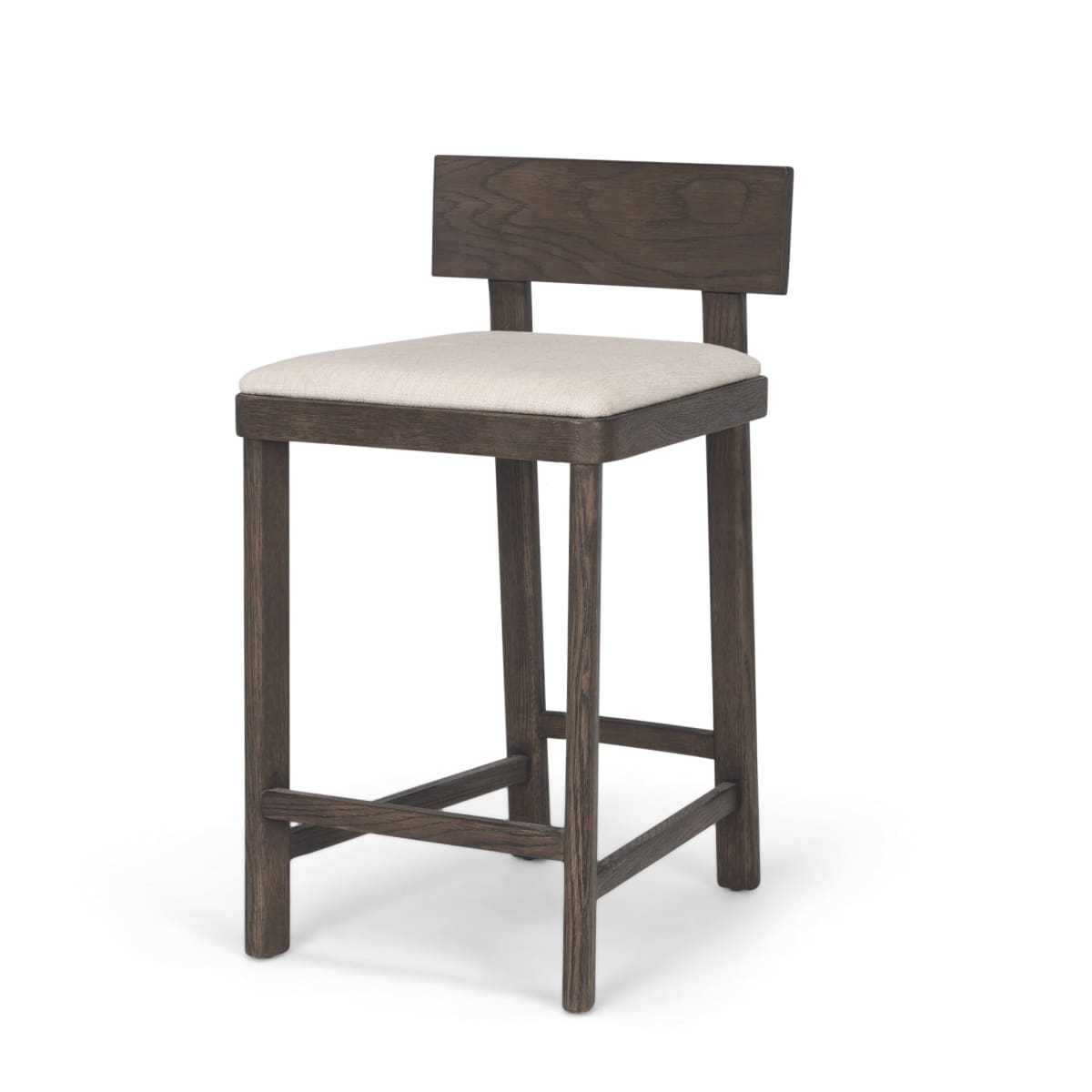Soren Upholstered Seat Bar Counter Stool Dark Brown Wood | Oatmeal Fabric - bar-stools