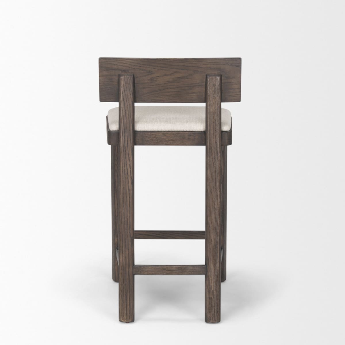 Soren Upholstered Seat Bar Counter Stool Dark Brown Wood | Oatmeal Fabric - bar-stools