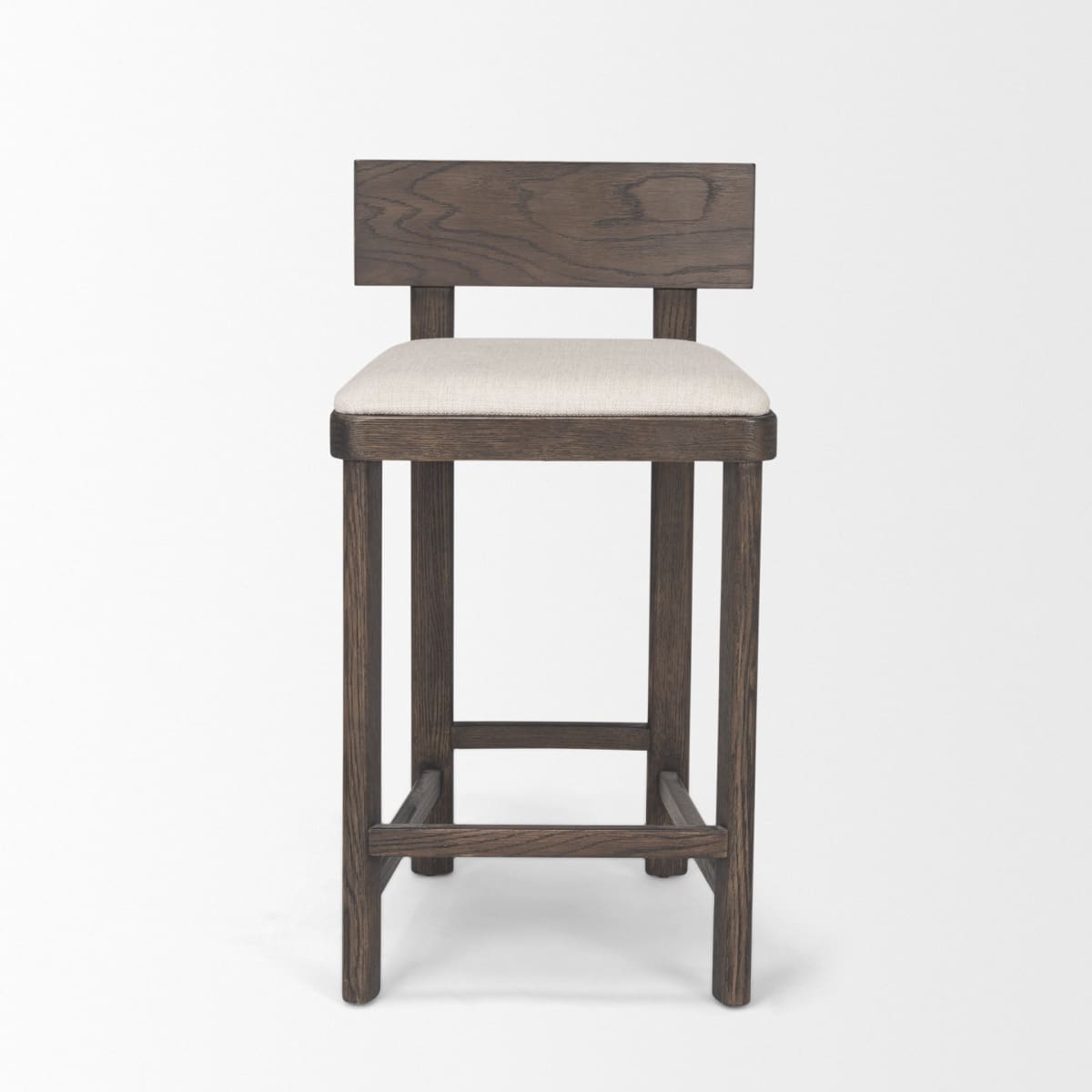 Soren Upholstered Seat Bar Counter Stool Dark Brown Wood | Oatmeal Fabric - bar-stools