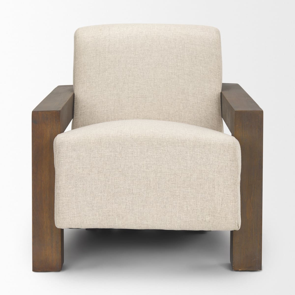 Sovereign Accent Chair Oatmeal Fabric | Medium Brown Wood - accent-chairs