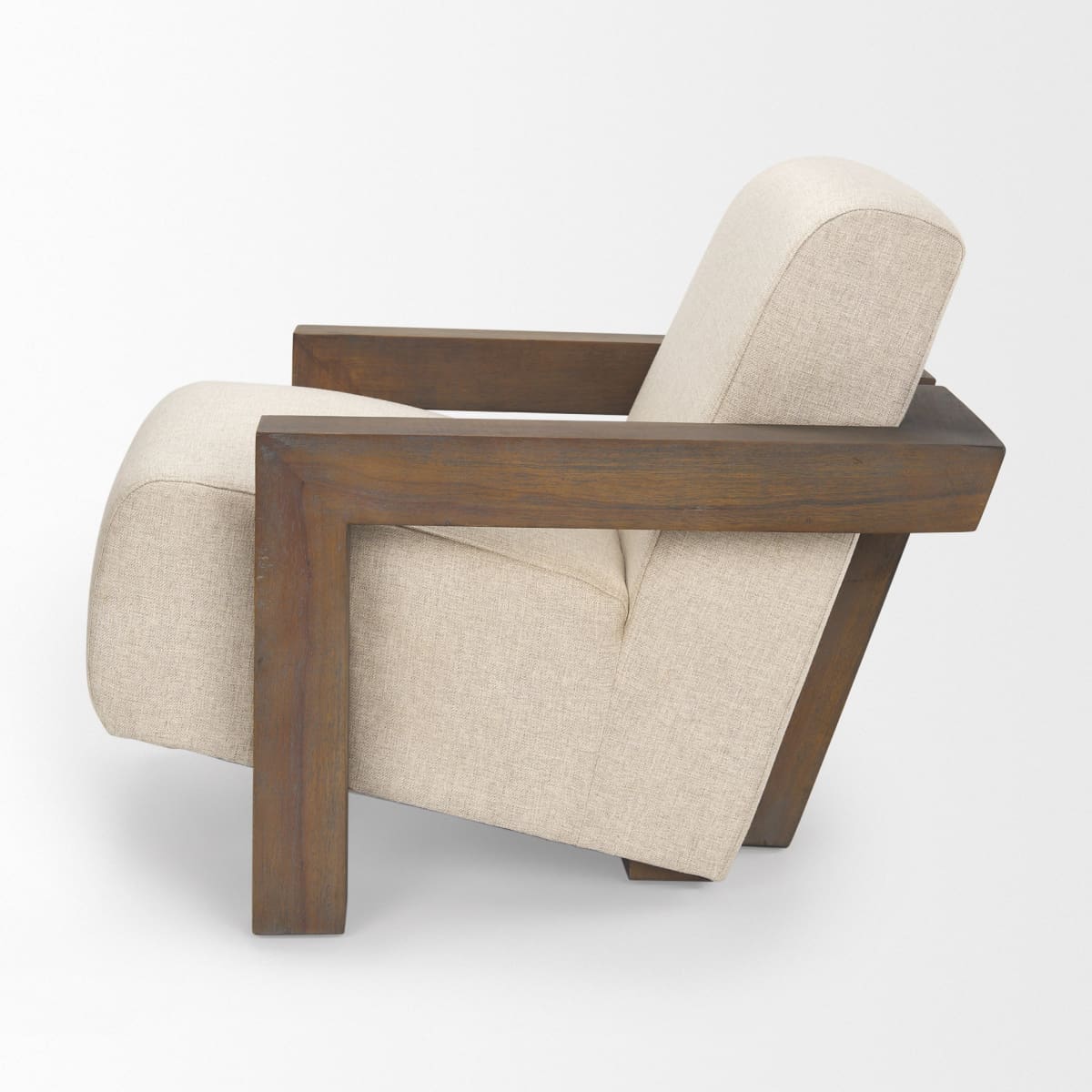Sovereign Accent Chair Oatmeal Fabric | Medium Brown Wood - accent-chairs