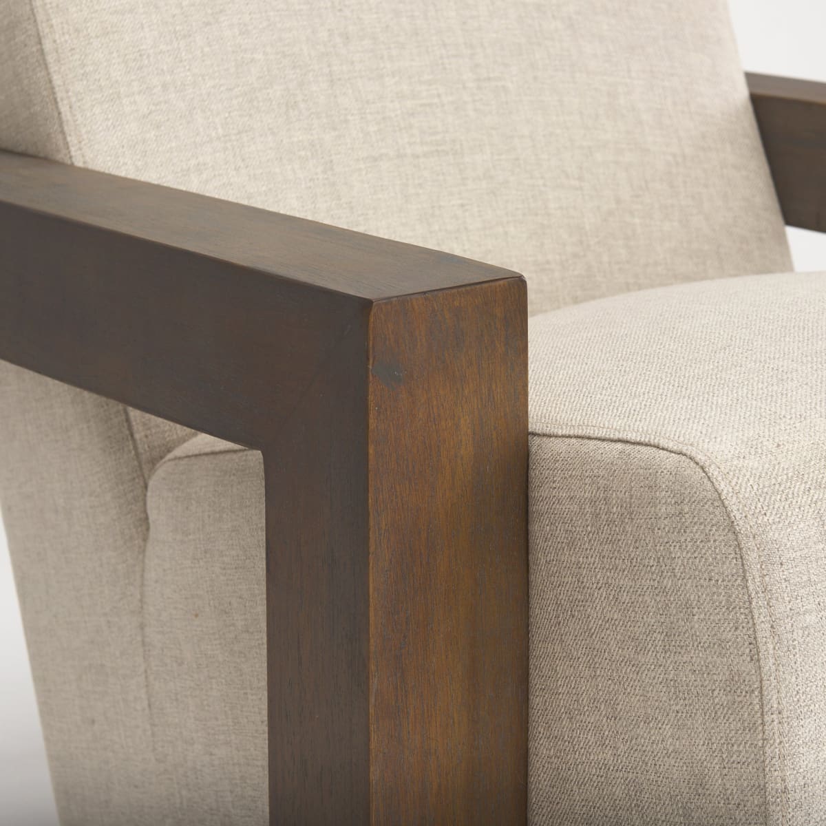 Sovereign Accent Chair Oatmeal Fabric | Medium Brown Wood - accent-chairs