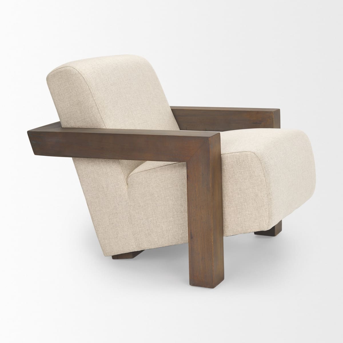 Sovereign Accent Chair Oatmeal Fabric | Medium Brown Wood - accent-chairs