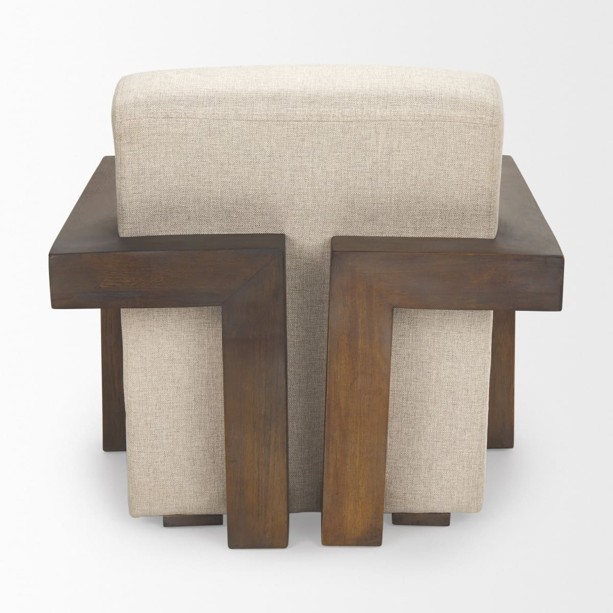 Sovereign Accent Chair Oatmeal Fabric | Medium Brown Wood - accent-chairs