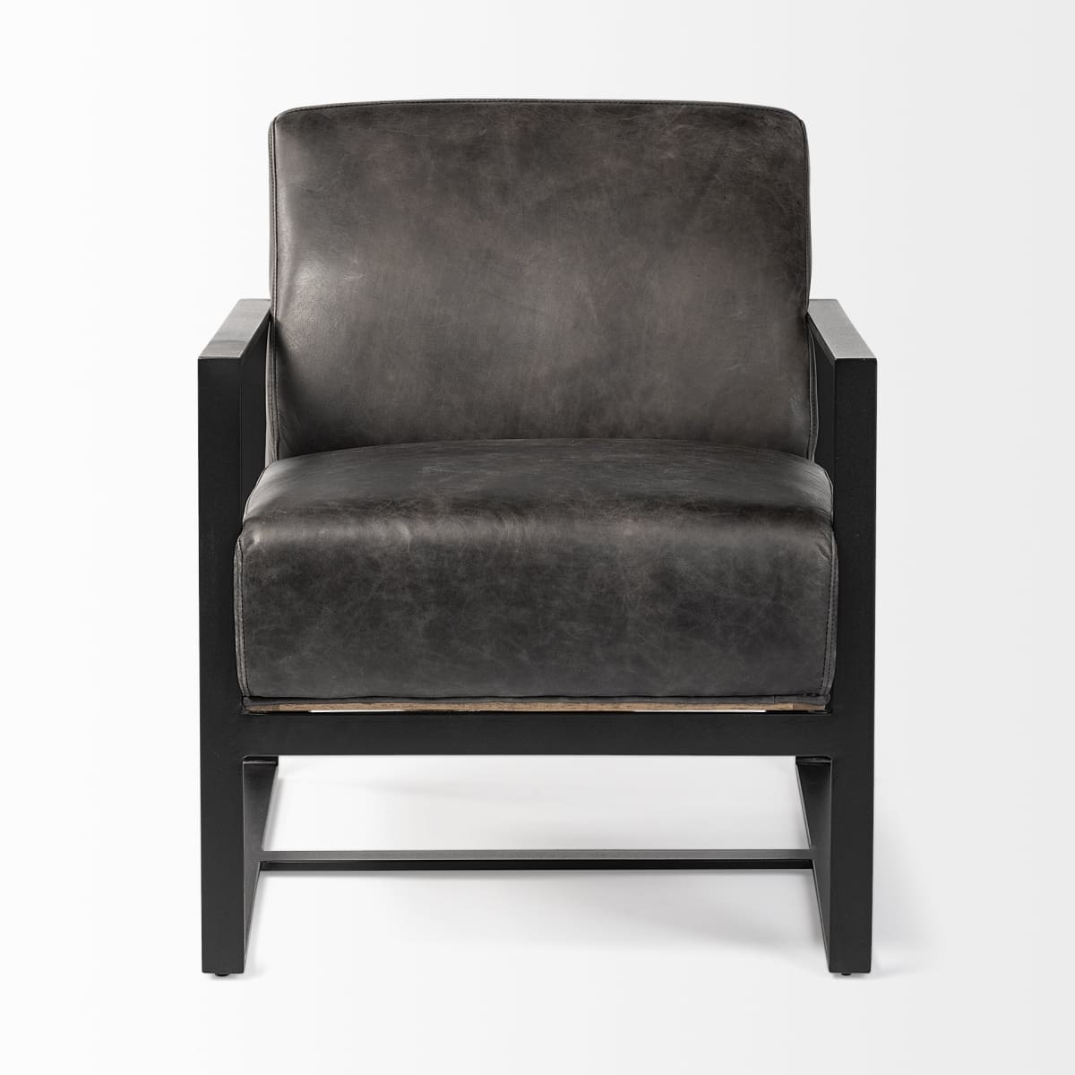 Stamford Leather Accent Chair Black Leather | Black Metal - accent-chairs