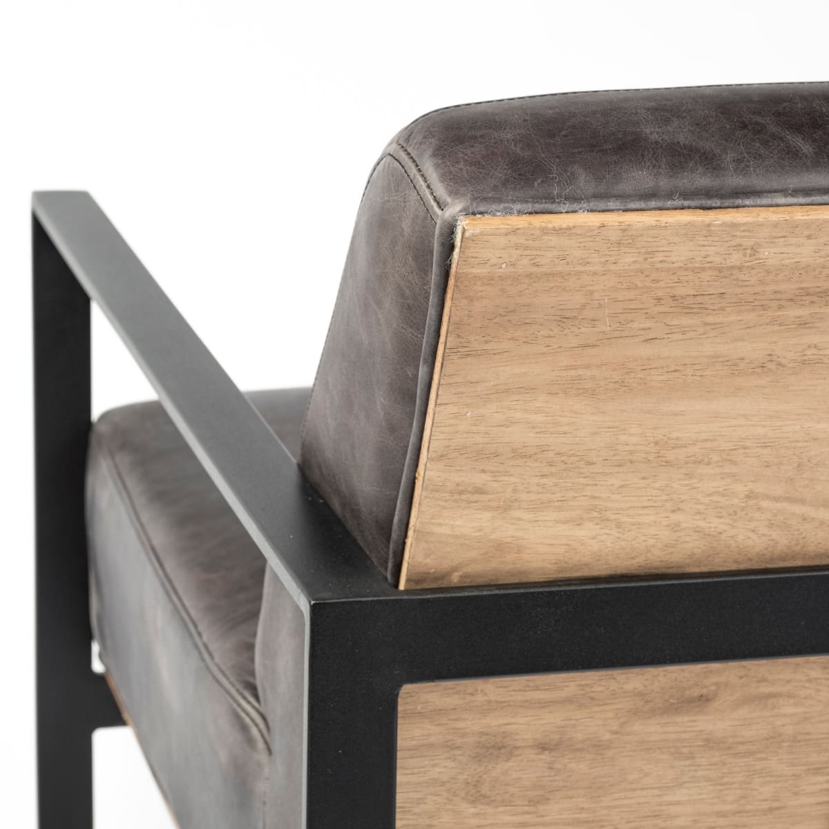 Stamford Leather Accent Chair Black Leather | Black Metal - accent-chairs