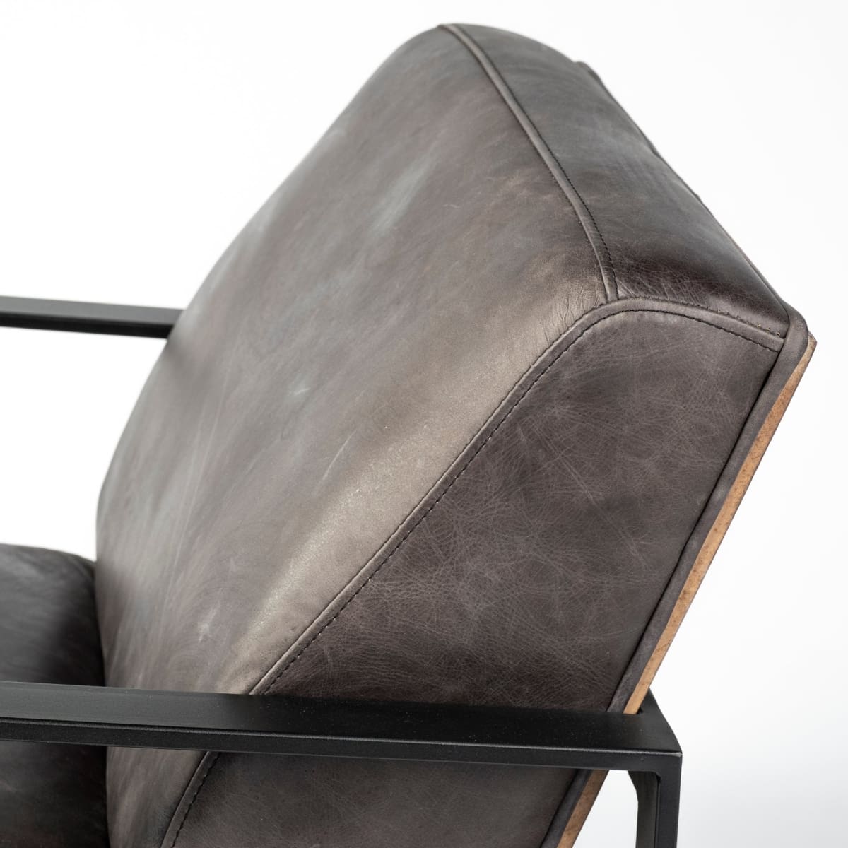 Stamford Leather Accent Chair Black Leather | Black Metal - accent-chairs