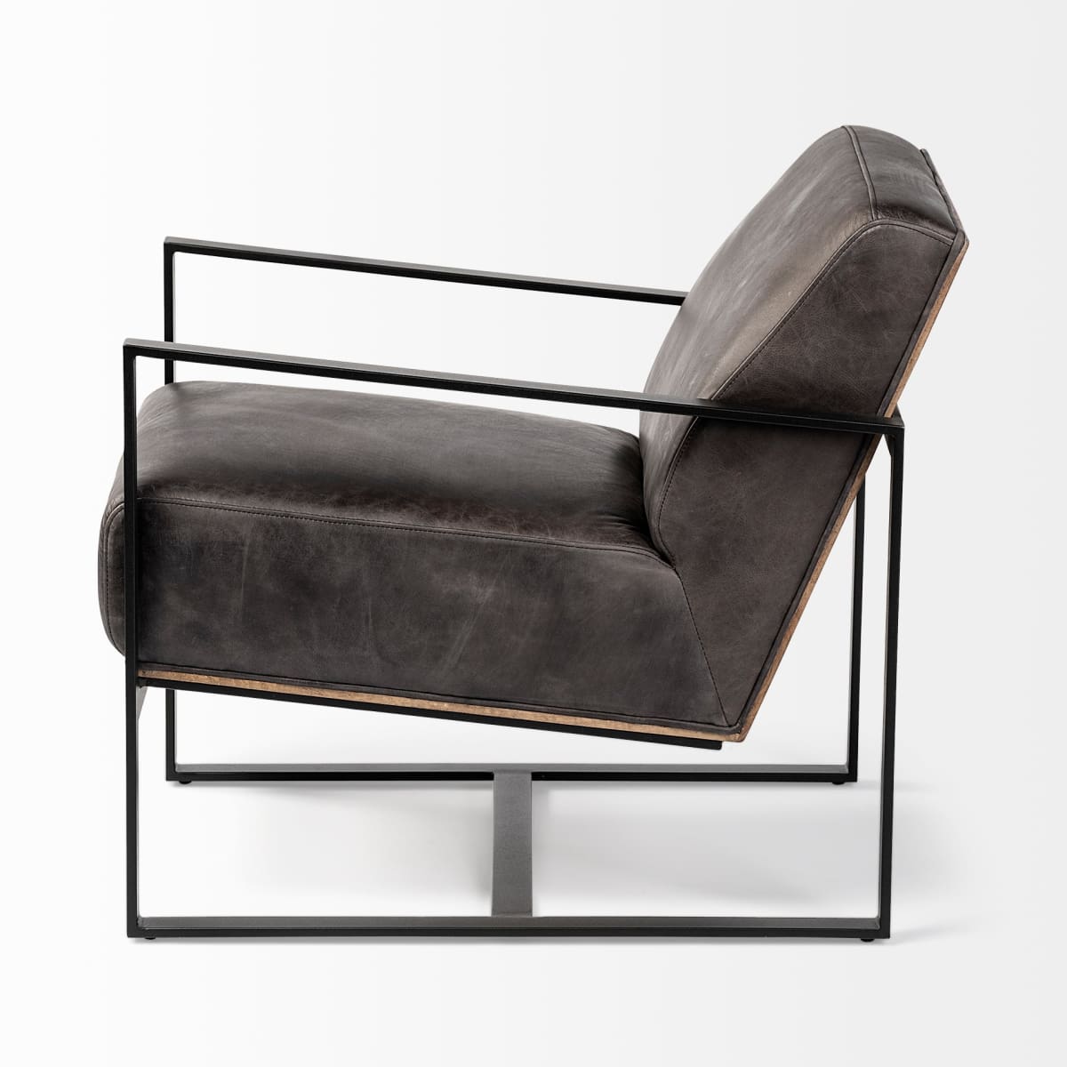 Stamford Leather Accent Chair Black Leather | Black Metal - accent-chairs