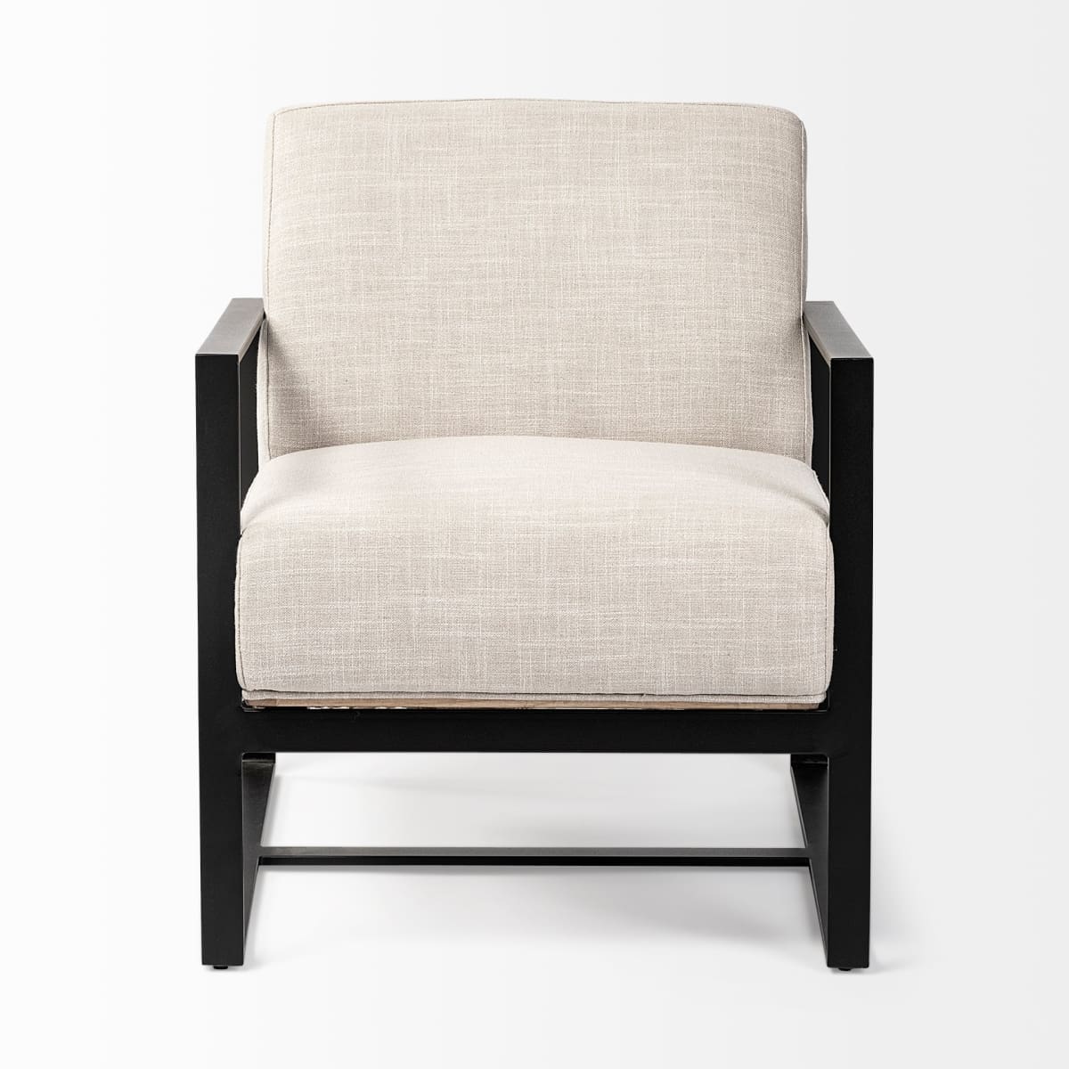 Stamford Upholstered Accent Chair Beige Fabric | Black Metal - accent-chairs