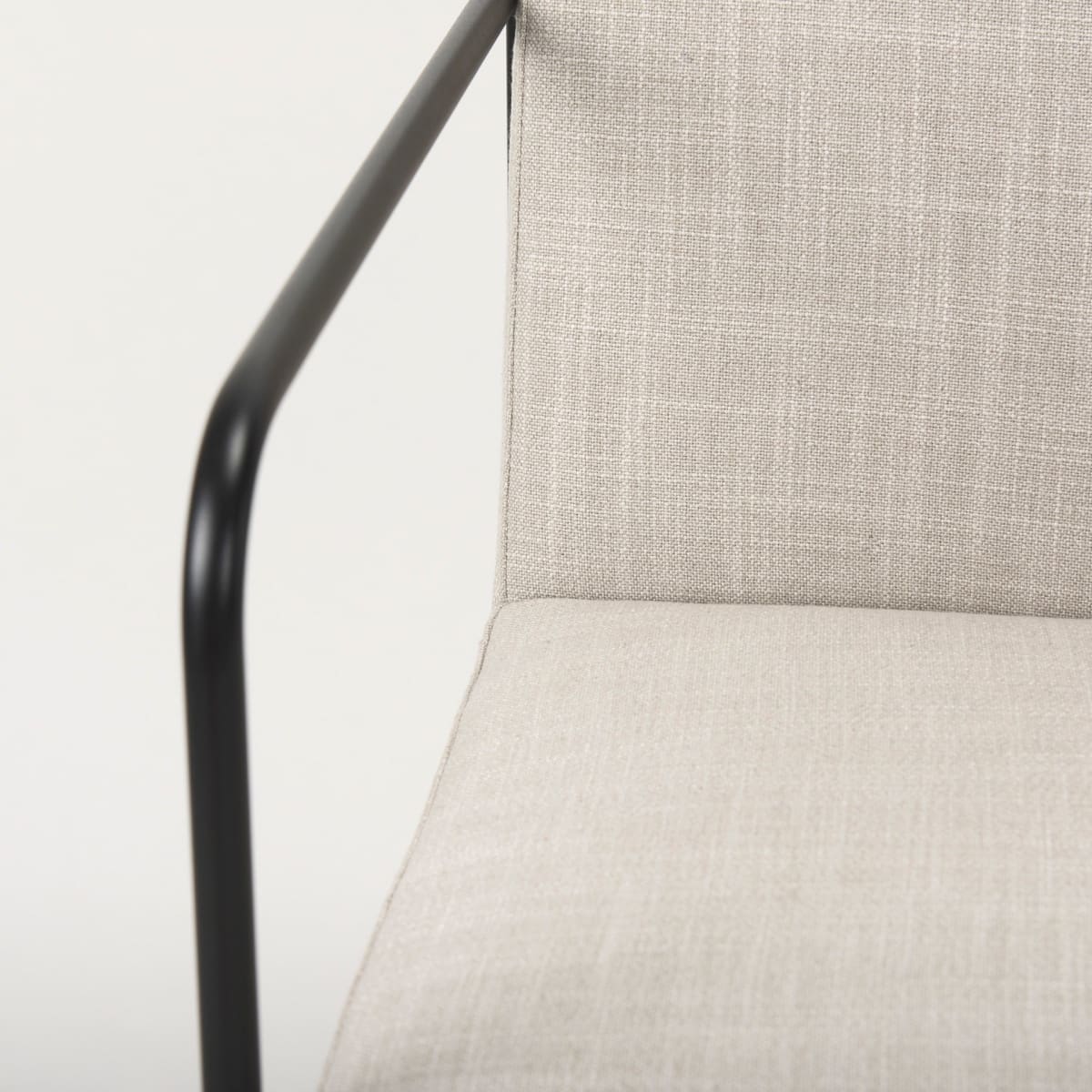 Stamford Upholstered Dining Chair Beige Fabric | Black Metal | Armed - dining-chairs