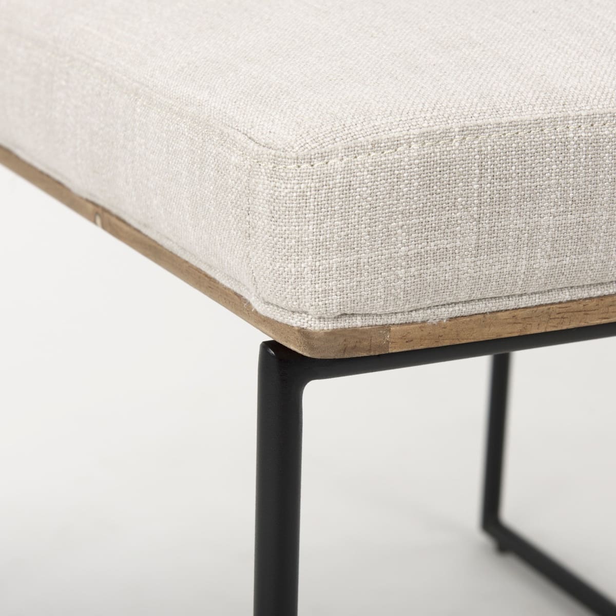 Stamford Upholstered Dining Chair Beige Fabric| Black Metal | Armless - dining-chairs