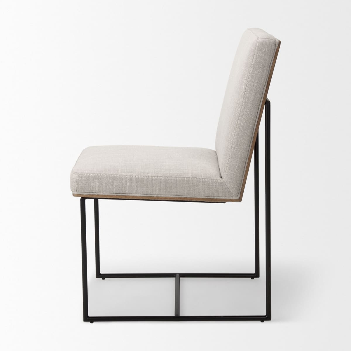 Stamford Upholstered Dining Chair Beige Fabric| Black Metal | Armless - dining-chairs