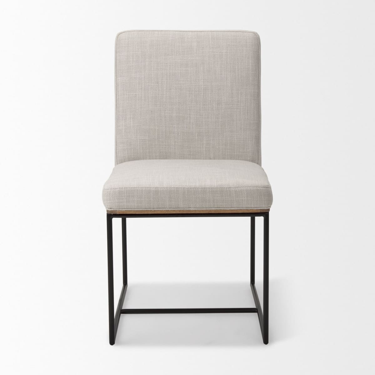 Stamford Upholstered Dining Chair Beige Fabric| Black Metal | Armless - dining-chairs