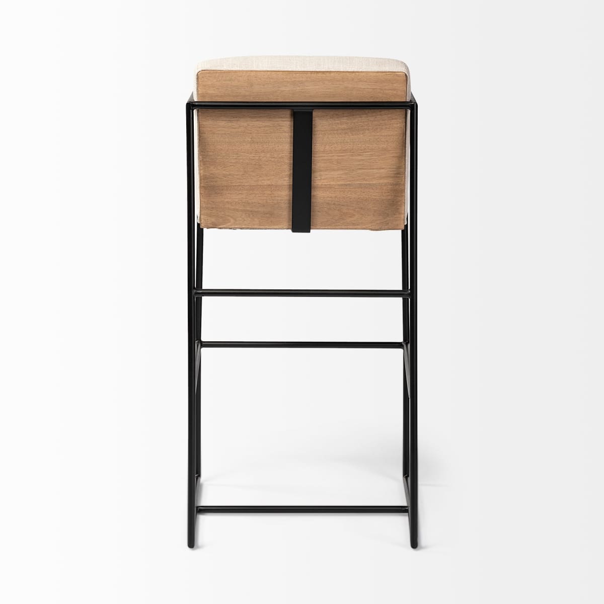 Stamford Upholstered Seat Bar Counter Stool Beige Fabric | Black Metal | Bar - bar-stools