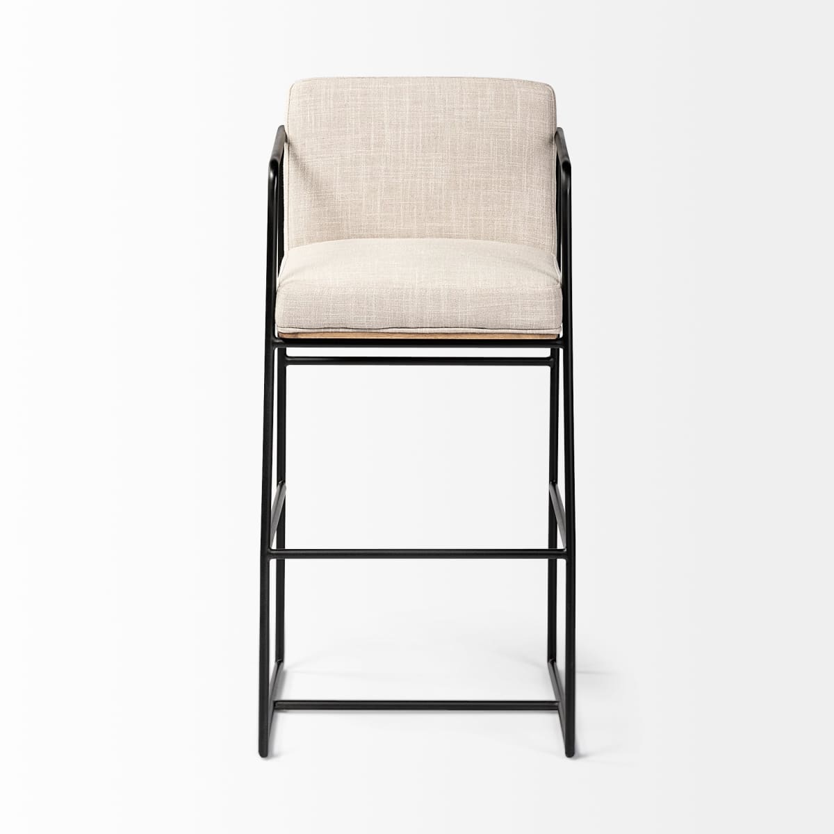 Stamford Upholstered Seat Bar Counter Stool Beige Fabric | Black Metal | Bar - bar-stools