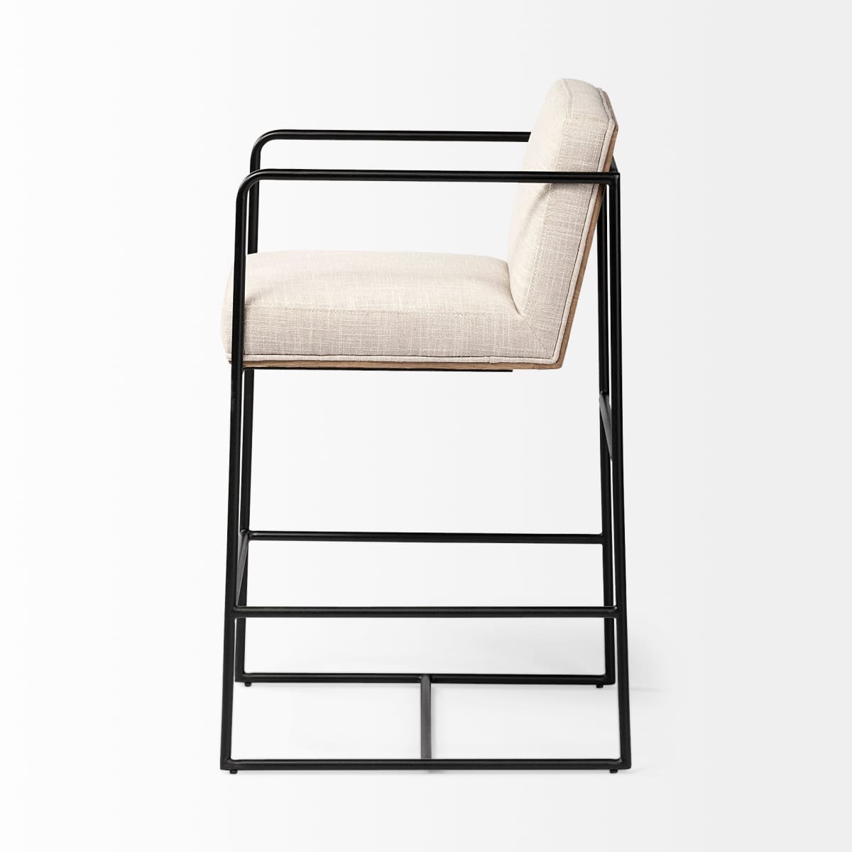 Stamford Upholstered Seat Bar Counter Stool Beige Fabric | Black Metal | Counter - bar-stools