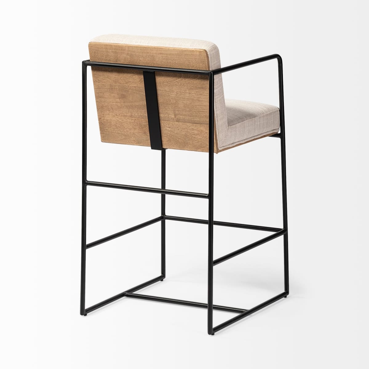 Stamford Upholstered Seat Bar Counter Stool Beige Fabric | Black Metal | Counter - bar-stools