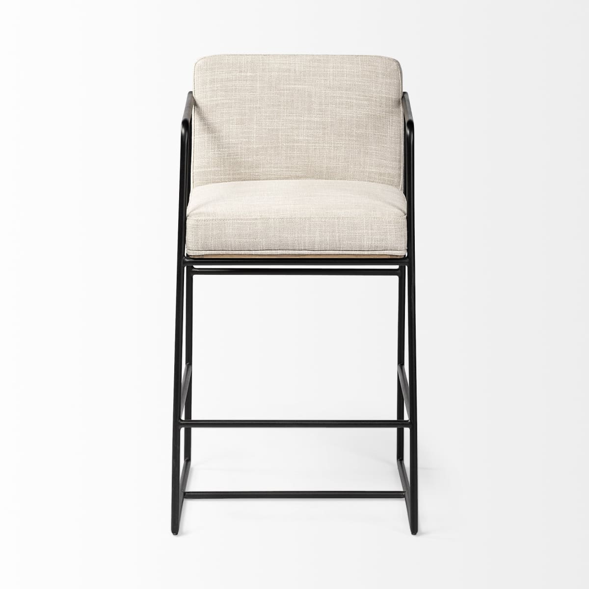 Stamford Upholstered Seat Bar Counter Stool Beige Fabric | Black Metal | Counter - bar-stools