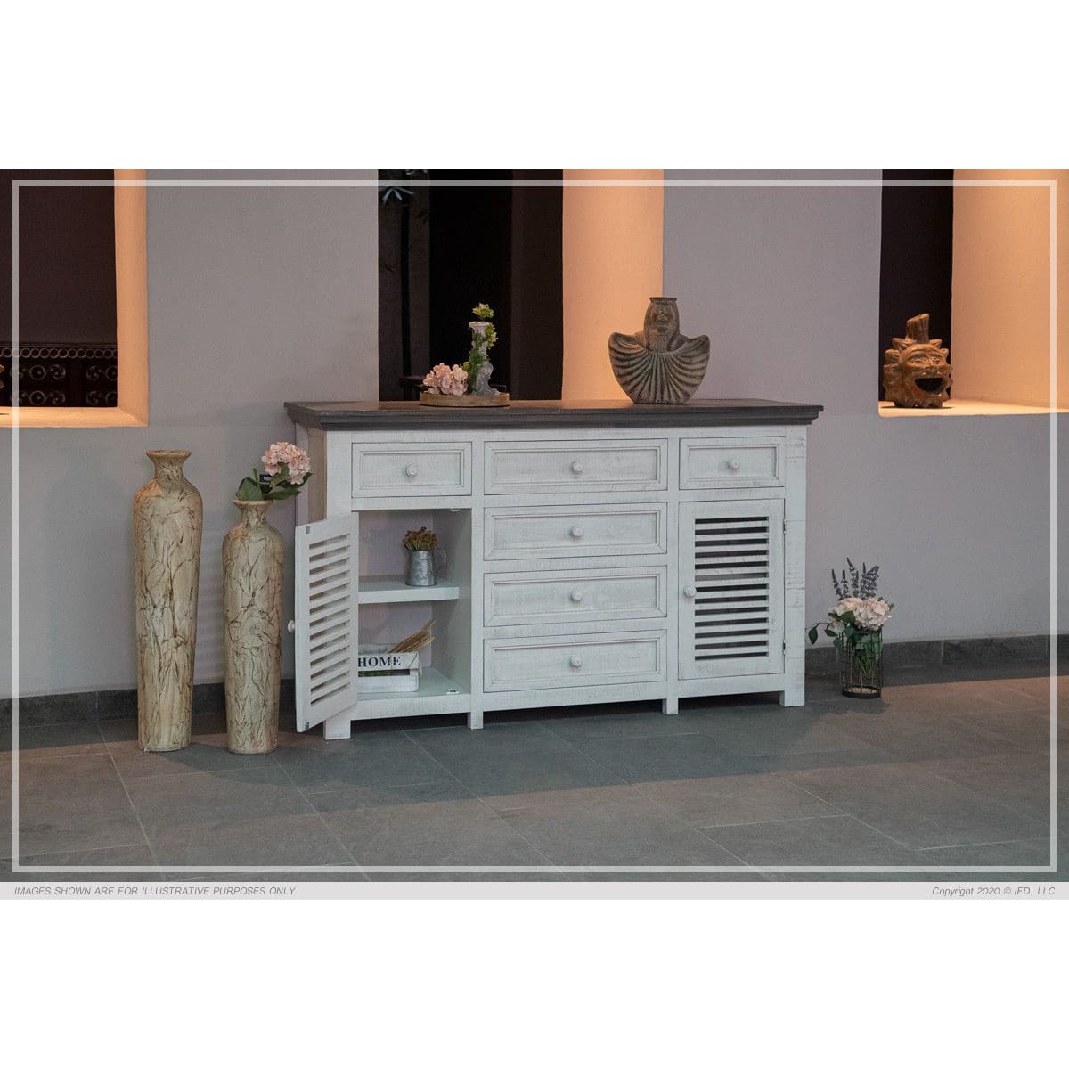 Stone Buffet - 69-3/4 x 19 x 42-1/2 - Side Board