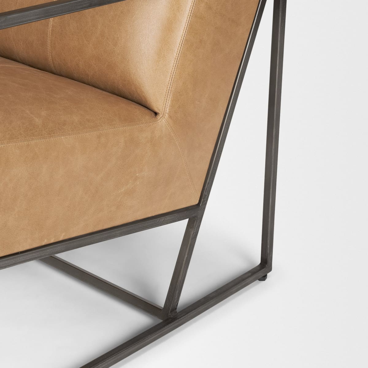 Stratton Leather Accent Chair Brown Genuine Leather | Gunmetal - accent-chairs