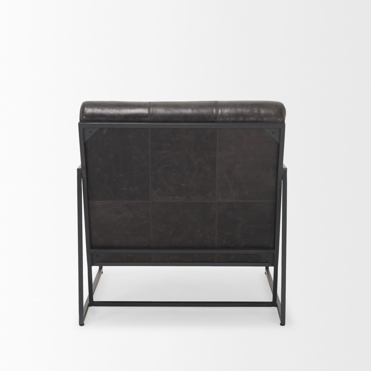 Stratton Leather Accent Chair Gunmetal | Aged Black Leather - accent-chairs