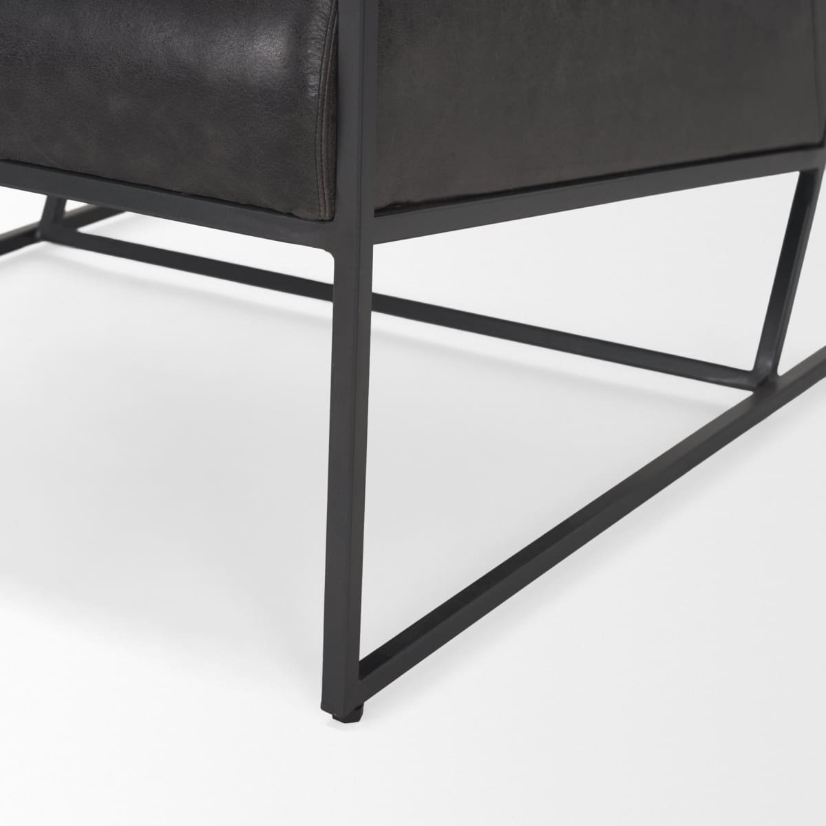 Stratton Leather Accent Chair Gunmetal | Aged Black Leather - accent-chairs