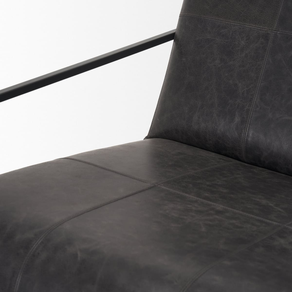 Stratton Leather Accent Chair Gunmetal | Aged Black Leather - accent-chairs