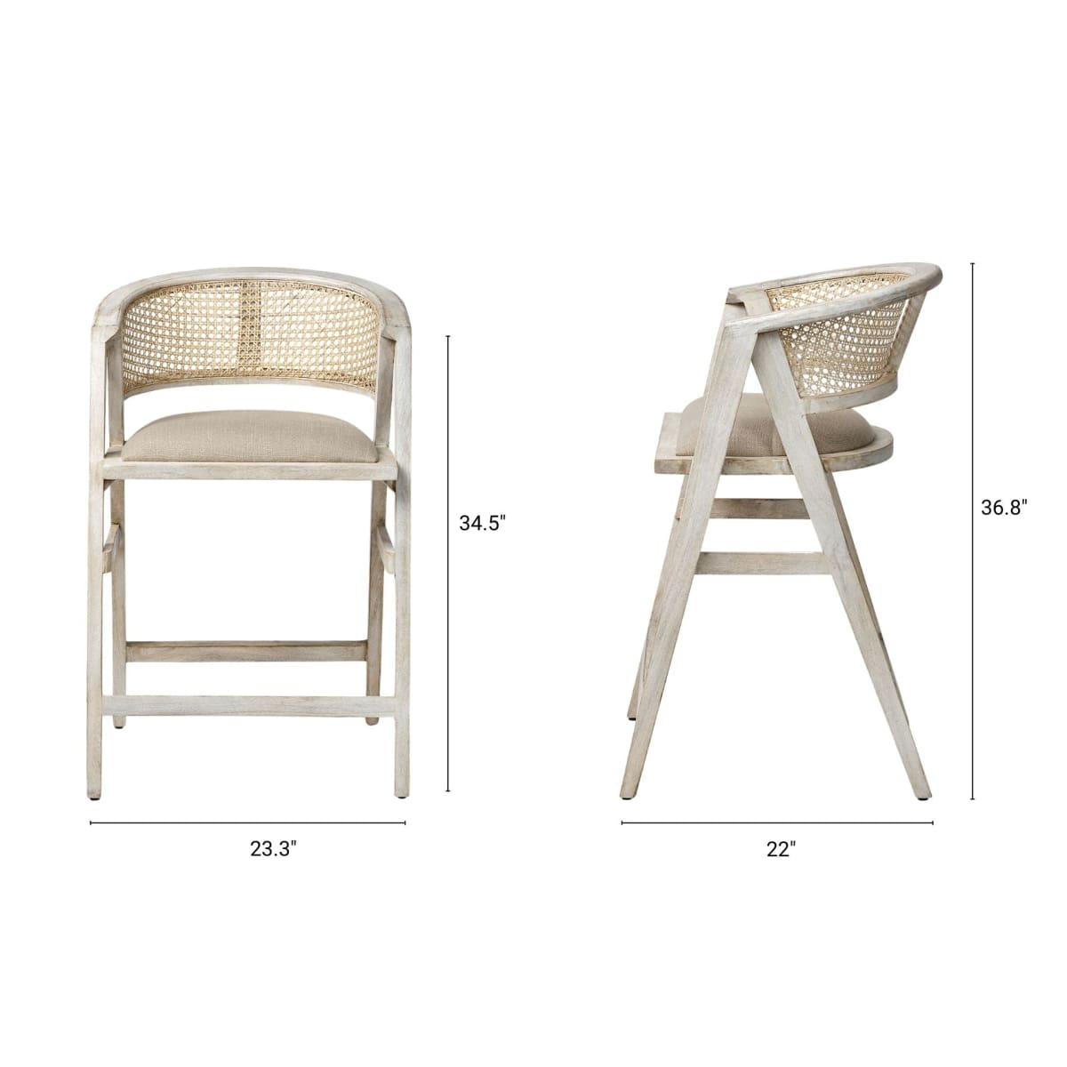 Tabitha Upholstered Seat Bar Counter Stool Beige Fabric | Blonde Wood | Counter - bar-stools
