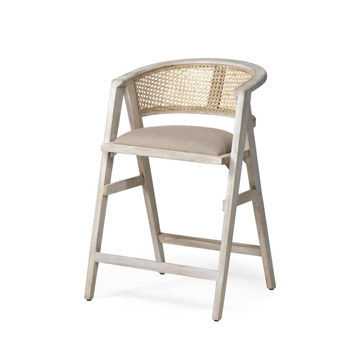 Tabitha Upholstered Seat Bar Counter Stool Beige Fabric | Blonde Wood | Counter - bar-stools