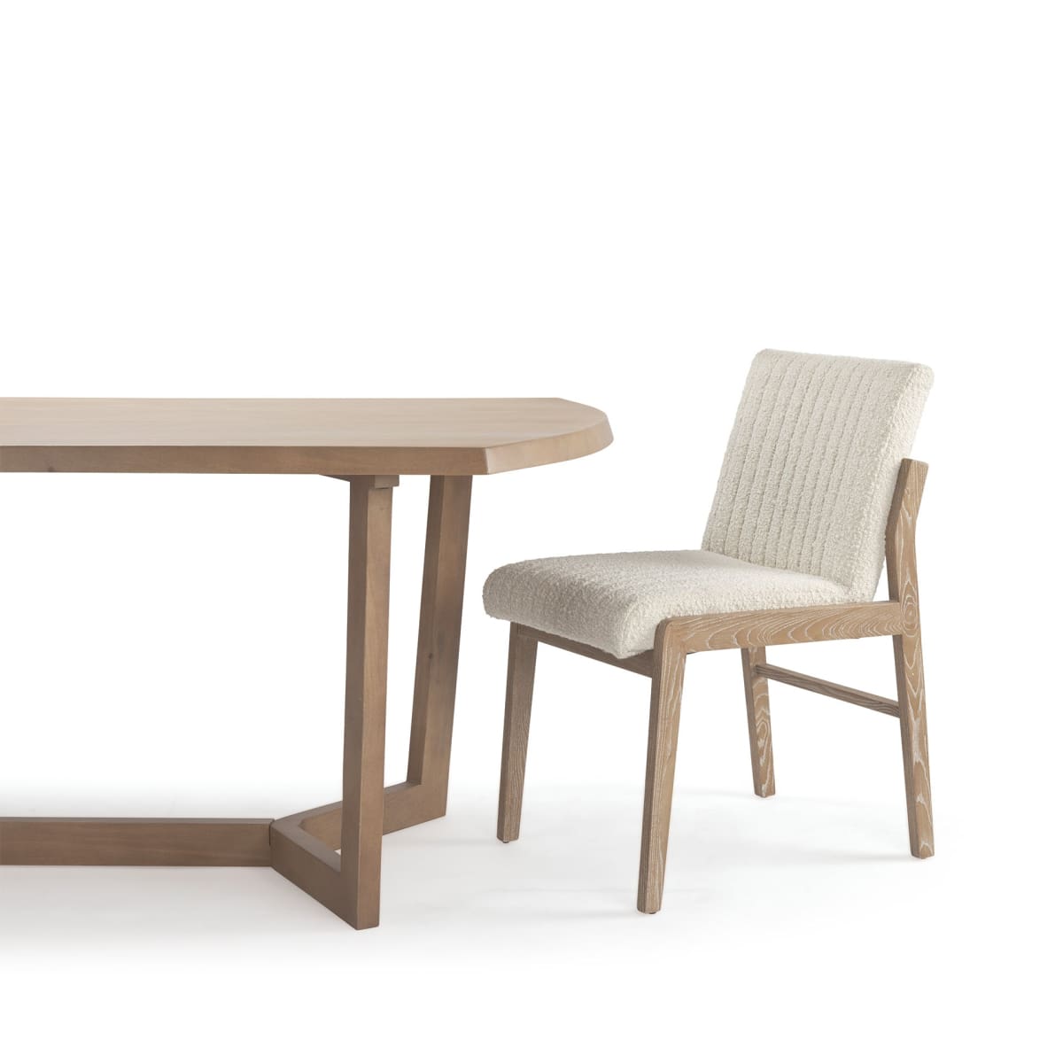 Tahoe Dining Chair Cream Bouclé Fabric | Light Brown Wood | Armless - dining-chairs